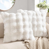 Decorative Pillow Covers Thick Soft Plush Faux Fur Throw Pillows White 20x20-inch